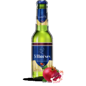 3 Horses Pomegranate Glass Bottle- 330 ml
