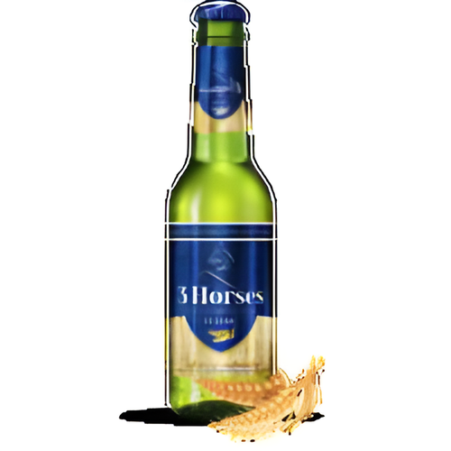 3 Horses Classic Glass Bottle- 330 ml