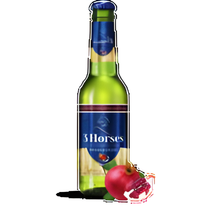 3 Horses Pomegranate Glass Bottle- 330 ml