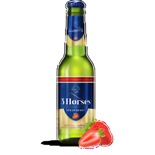 3 Horses Strawberry Glass Bottle- 330 ml